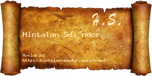Hintalan Sándor névjegykártya
